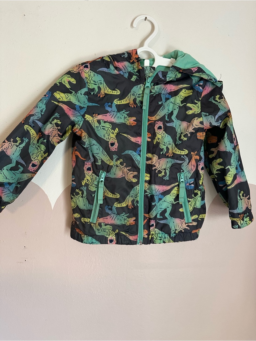 Cat & Jack Black Hooded Jacket with Multicolor Dinosaur Print
